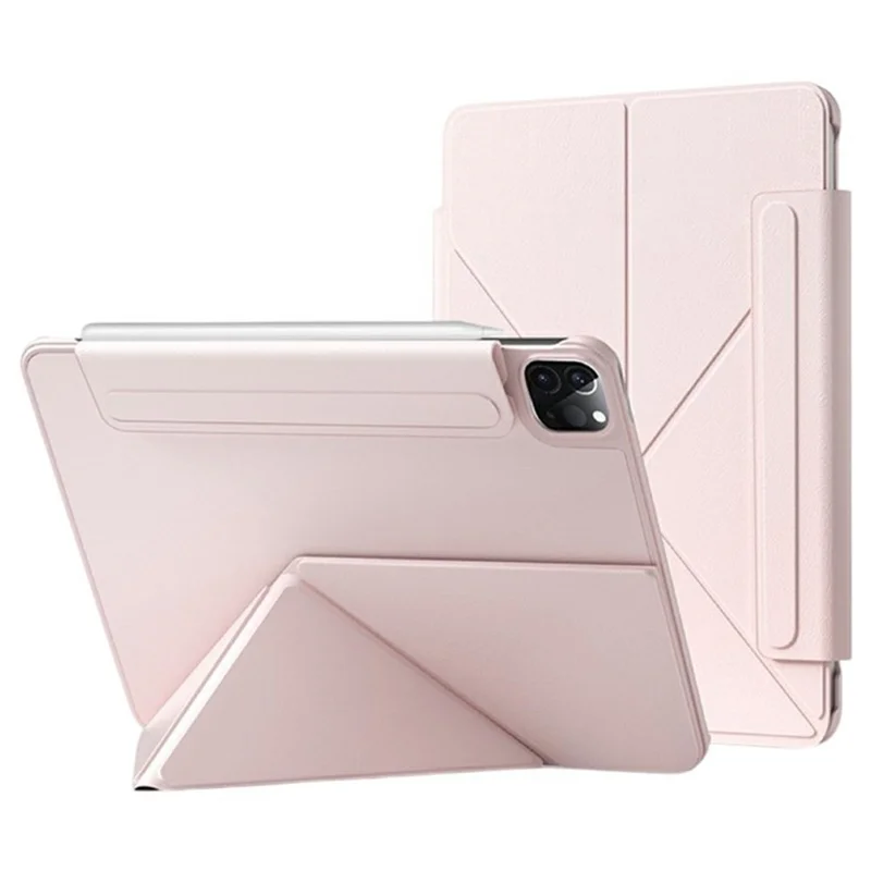 Capa para iPad Pro 13 (2024) com Fechamento Magnético Duplo em Couro - Rosa