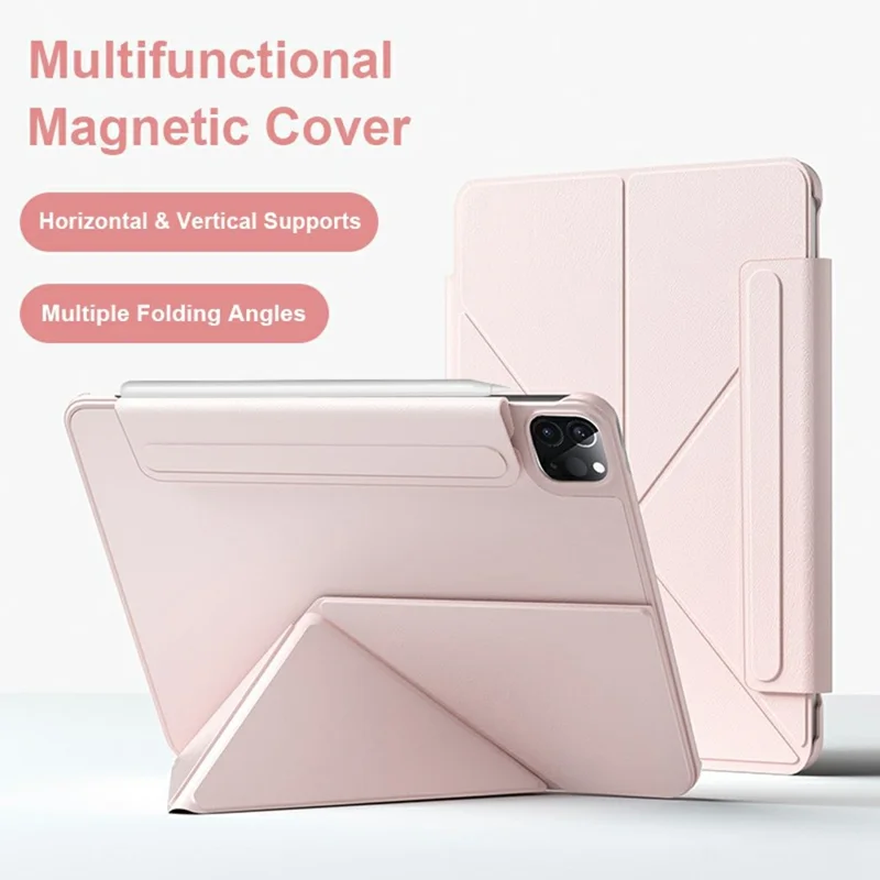 Capa para iPad Pro 13 (2024) com Fechamento Magnético Duplo em Couro - Rosa