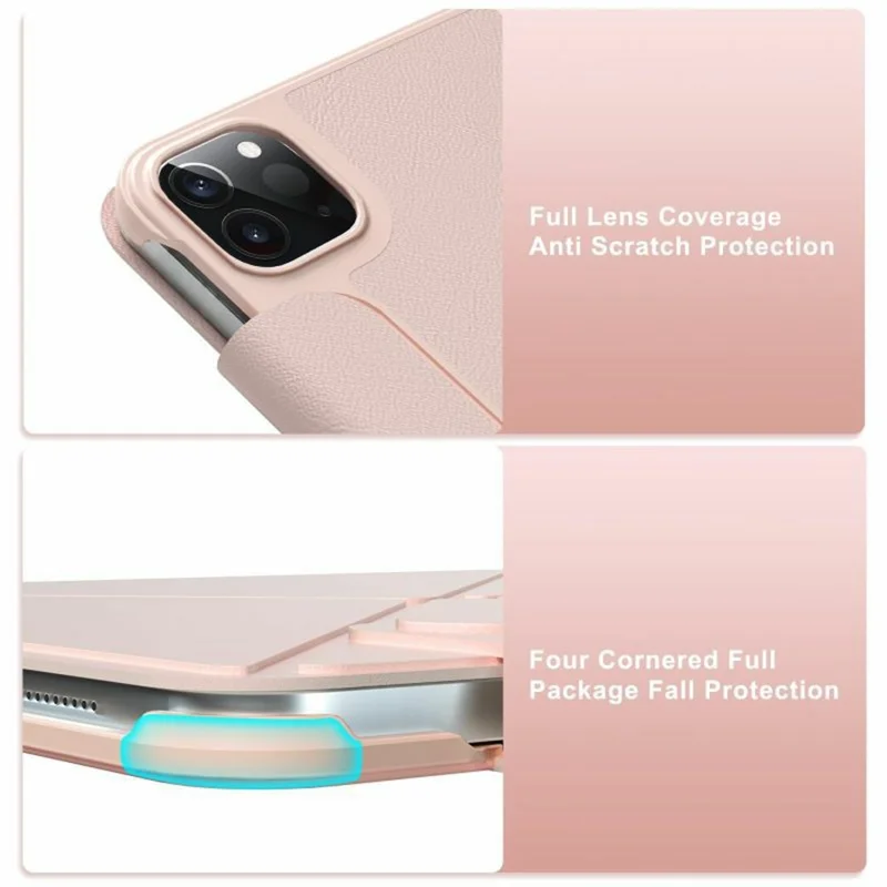 Capa para iPad Pro 13 (2024) com Fechamento Magnético Duplo em Couro - Rosa
