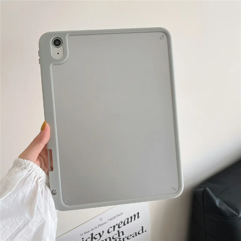 For iPad mini (2024) / (2021) Case Acrylic + PC Matte Tablet Cover with Pencil Holder - Grey