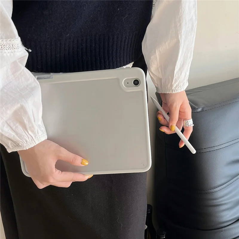 For iPad mini (2024) / (2021) Case Acrylic + PC Matte Tablet Cover with Pencil Holder - Grey