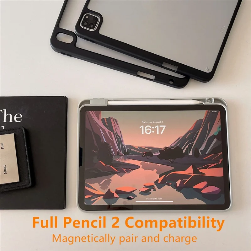 For iPad mini (2024) / (2021) Case Acrylic + PC Matte Tablet Cover with Pencil Holder - Grey
