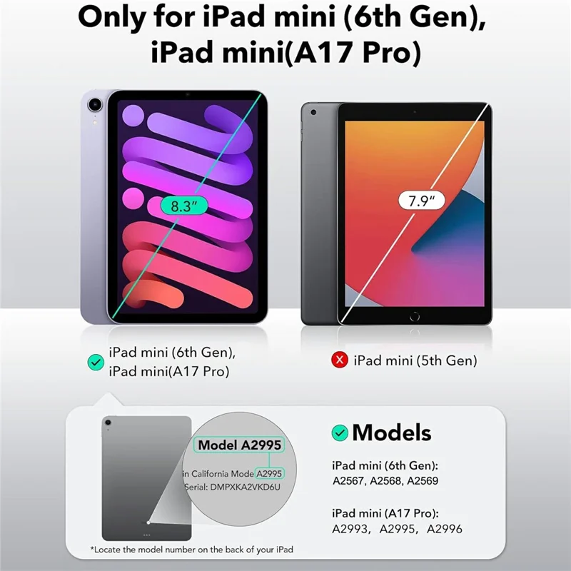 For iPad mini (2024) / (2021) Case Acrylic + PC Matte Tablet Cover with Pencil Holder - Grey