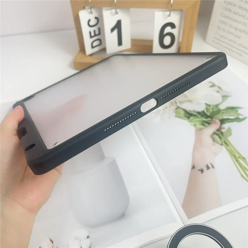 Étui pour tablette iPad 10,2 pouces (2021) / (2020) / (2019), Coque en acrylique + PC mat avec porte-crayon - Noir