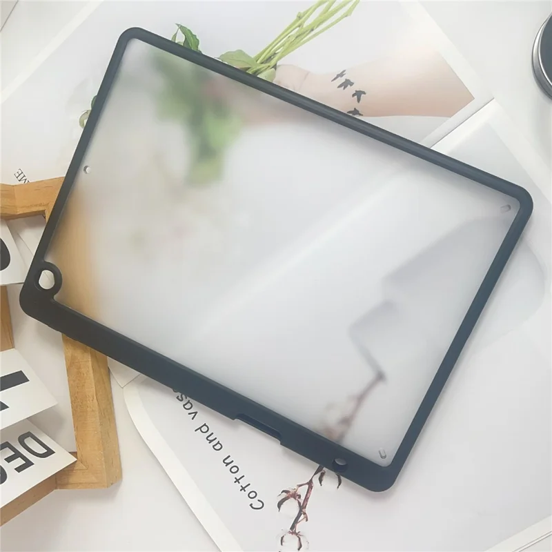Étui pour tablette iPad 10,2 pouces (2021) / (2020) / (2019), Coque en acrylique + PC mat avec porte-crayon - Noir