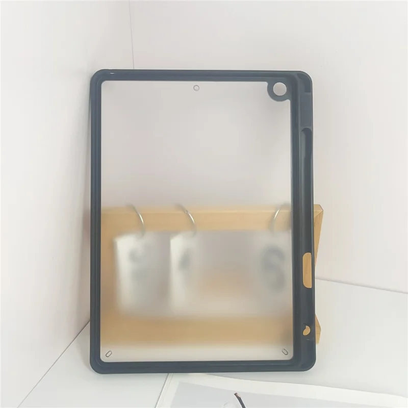 Étui pour tablette iPad 10,2 pouces (2021) / (2020) / (2019), Coque en acrylique + PC mat avec porte-crayon - Noir