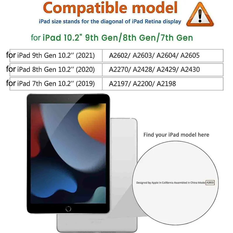 Étui pour tablette iPad 10,2 pouces (2021) / (2020) / (2019), Coque en acrylique + PC mat avec porte-crayon - Noir