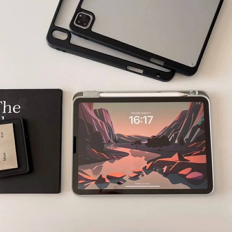 For iPad Air 11 (2026) / (2025) / (2024) Case Acrylic + PC Matte Tablet Cover with Pencil Holder - Black