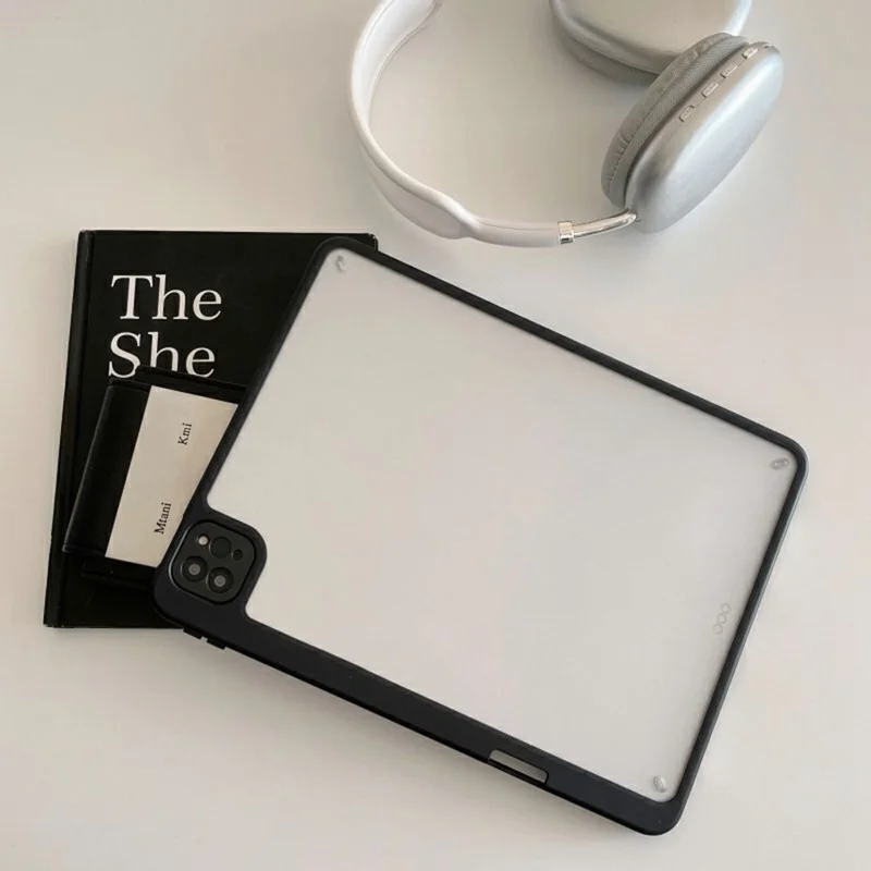 For iPad Pro 11 (2024) Case Acrylic + PC Matte Tablet Cover with Pencil Holder - Black