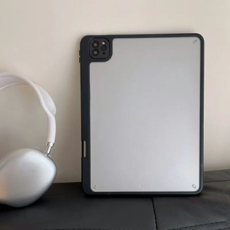 For iPad Pro 11 (2024) Case Acrylic + PC Matte Tablet Cover with Pencil Holder - Black