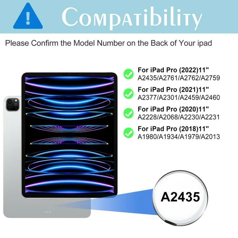 Étui pour iPad Pro 11 (2022) / (2021) / (2020) / (2018), Protection des Coins Transparent en Acrylique + Couverture TPU