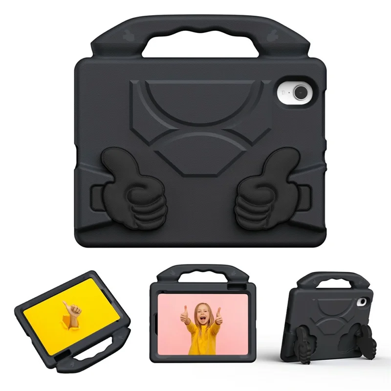 For iPad mini (2024)  /  (2021) Case Ultra-Soft EVA Thumb Kickstand Tablet Cover - Black