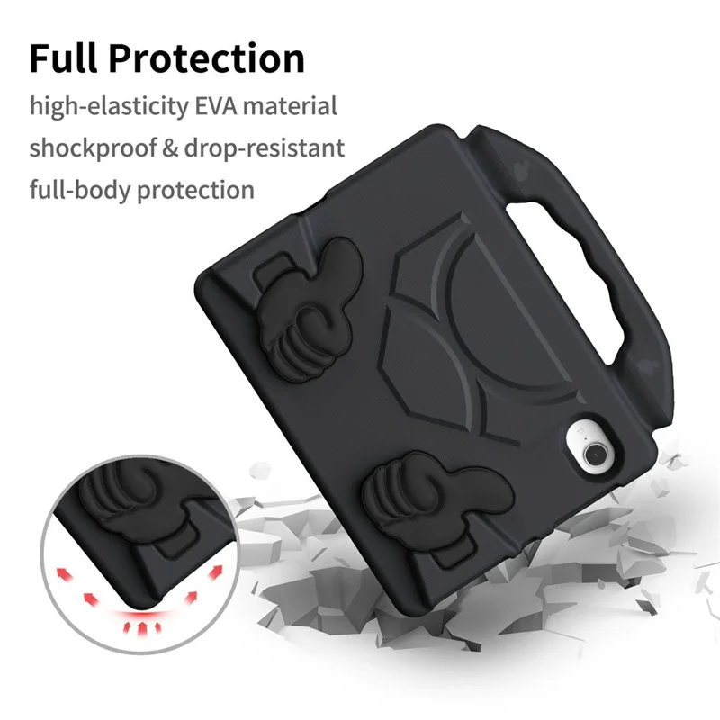 For iPad mini (2024)  /  (2021) Case Ultra-Soft EVA Thumb Kickstand Tablet Cover - Black