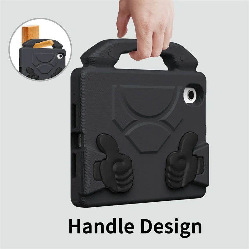 For iPad mini (2024)  /  (2021) Case Ultra-Soft EVA Thumb Kickstand Tablet Cover - Black