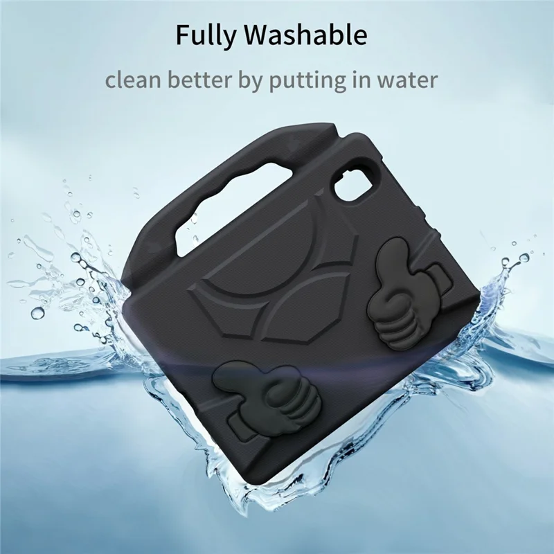 For iPad mini (2024)  /  (2021) Case Ultra-Soft EVA Thumb Kickstand Tablet Cover - Black