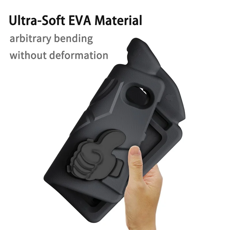 For iPad mini (2024)  /  (2021) Case Ultra-Soft EVA Thumb Kickstand Tablet Cover - Black