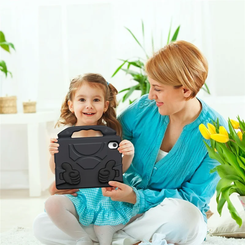 For iPad mini (2024)  /  (2021) Case Ultra-Soft EVA Thumb Kickstand Tablet Cover - Black