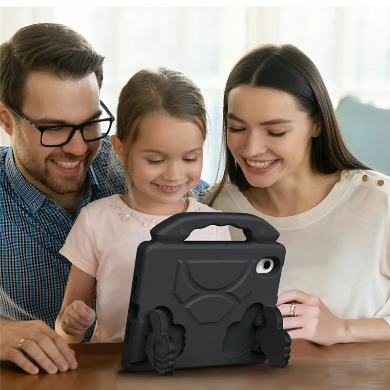 For iPad mini (2024)  /  (2021) Case Ultra-Soft EVA Thumb Kickstand Tablet Cover - Black