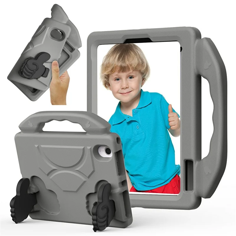 For iPad mini (2024)  /  (2021) Case Ultra-Soft EVA Thumb Kickstand Tablet Cover - Grey