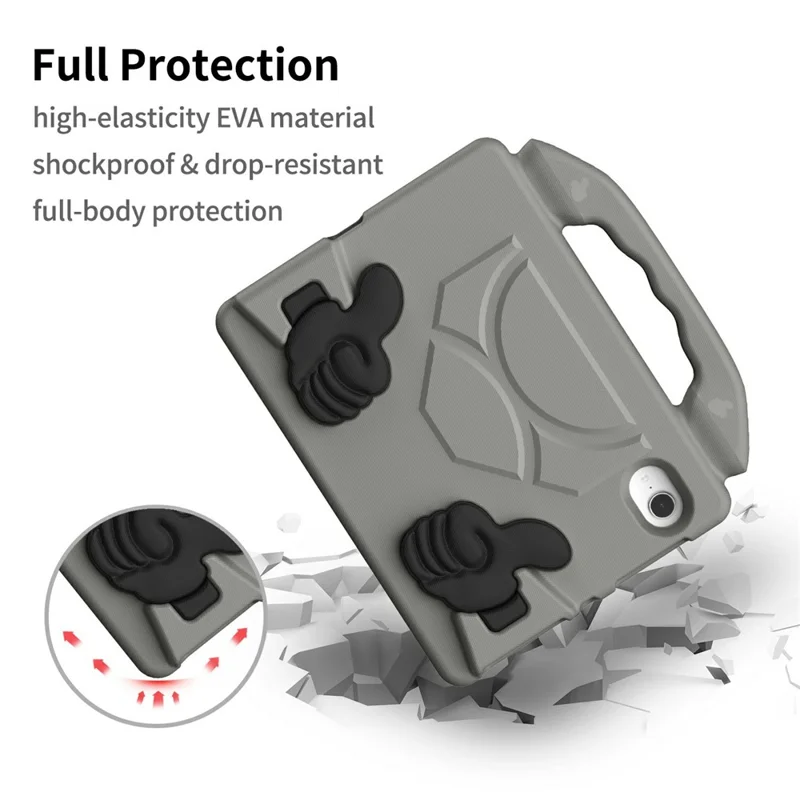 For iPad mini (2024)  /  (2021) Case Ultra-Soft EVA Thumb Kickstand Tablet Cover - Grey