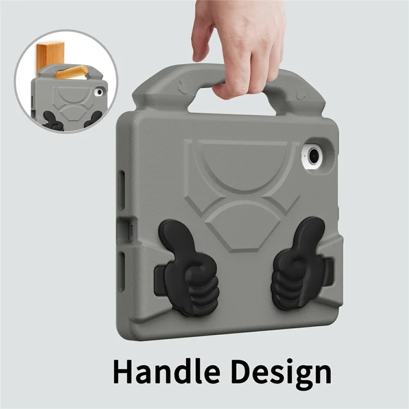 For iPad mini (2024)  /  (2021) Case Ultra-Soft EVA Thumb Kickstand Tablet Cover - Grey