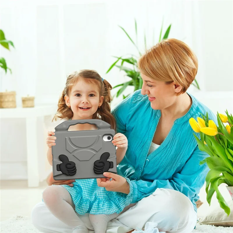 For iPad mini (2024)  /  (2021) Case Ultra-Soft EVA Thumb Kickstand Tablet Cover - Grey