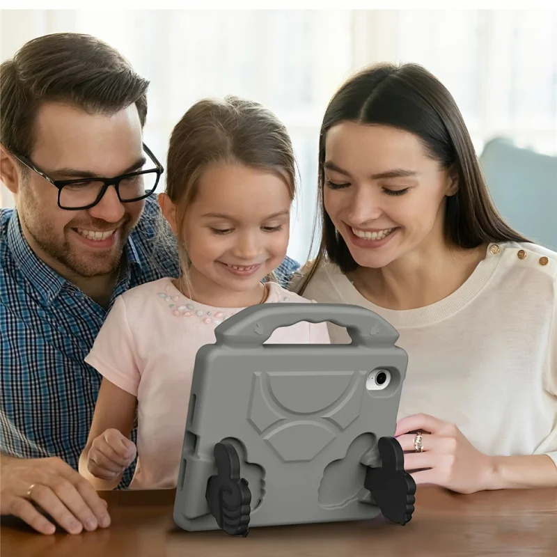 For iPad mini (2024)  /  (2021) Case Ultra-Soft EVA Thumb Kickstand Tablet Cover - Grey