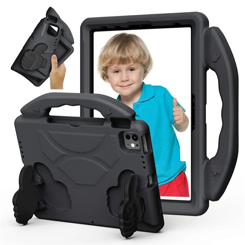 Ultra-Soft EVA Case For iPad Pro 11 (2024)  /  (2022)  /  (2020)  /  (2018)  /  Air (2022)  /  (2020) Thumb Kickstand Tablet Cover - Black