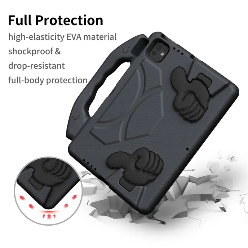 Ultra-Soft EVA Case For iPad Pro 11 (2024)  /  (2022)  /  (2020)  /  (2018)  /  Air (2022)  /  (2020) Thumb Kickstand Tablet Cover - Black