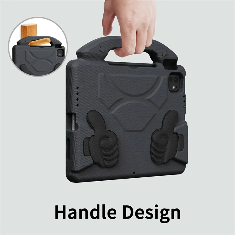 Ultra-Soft EVA Case For iPad Pro 11 (2024)  /  (2022)  /  (2020)  /  (2018)  /  Air (2022)  /  (2020) Thumb Kickstand Tablet Cover - Black