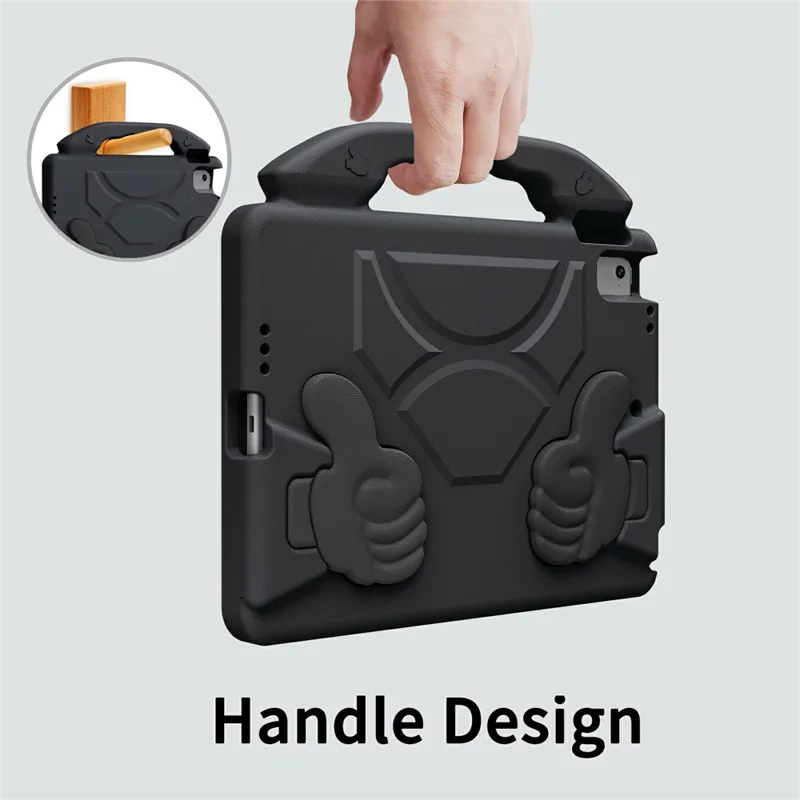 Ultra-weiche EVA-Hülle für iPad 9,7-Zoll (2018) / (2017) / Air 2 / Air (2013) Daumen-Ständer Tablet-Hülle - Schwarz