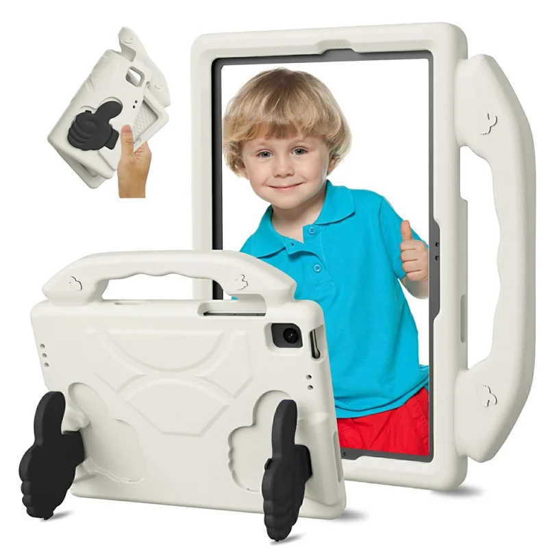 For Samsung Galaxy Tab A11+ / A9+ Case Ultra-Soft EVA Thumb Kickstand Tablet Cover - White