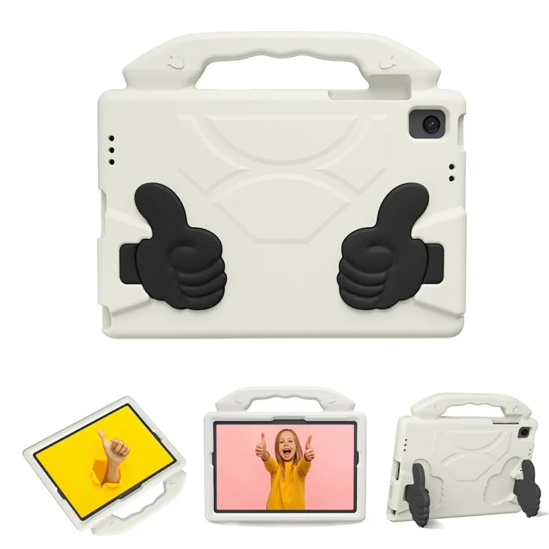 For Samsung Galaxy Tab A11+ / A9+ Case Ultra-Soft EVA Thumb Kickstand Tablet Cover - White