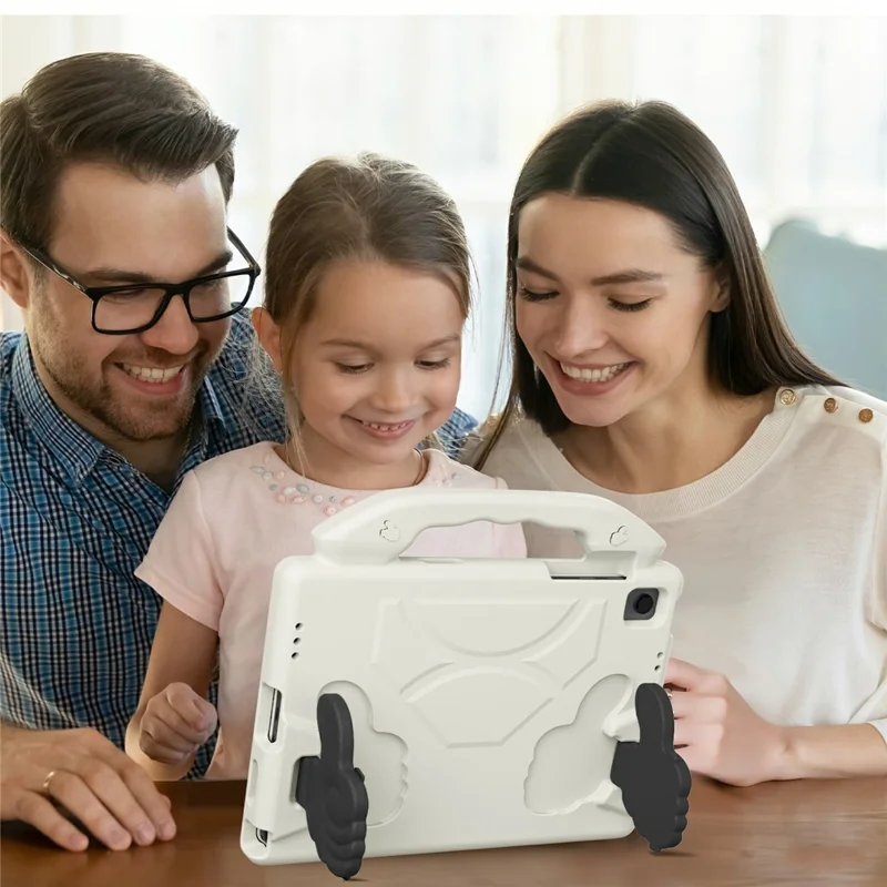 For Samsung Galaxy Tab A11+ / A9+ Case Ultra-Soft EVA Thumb Kickstand Tablet Cover - White