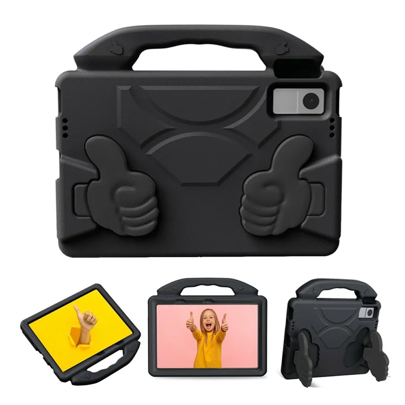 Ultra-Weiche EVA Hülle für Lenovo Tab M10 Plus (3. Generation) / Tab M10 5G / K10 Pro / Xiaomi Redmi Pad Daumenhalterung Tablet Schutzhülle - Schwarz