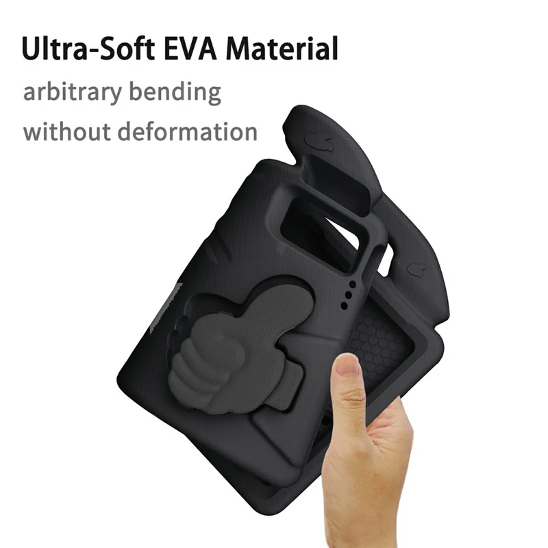 Ultra-Weiche EVA Hülle für Lenovo Tab M10 Plus (3. Generation) / Tab M10 5G / K10 Pro / Xiaomi Redmi Pad Daumenhalterung Tablet Schutzhülle - Schwarz