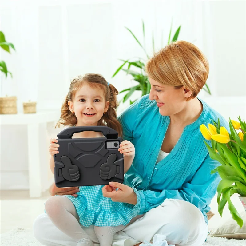 Ultra-Weiche EVA Hülle für Lenovo Tab M10 Plus (3. Generation) / Tab M10 5G / K10 Pro / Xiaomi Redmi Pad Daumenhalterung Tablet Schutzhülle - Schwarz