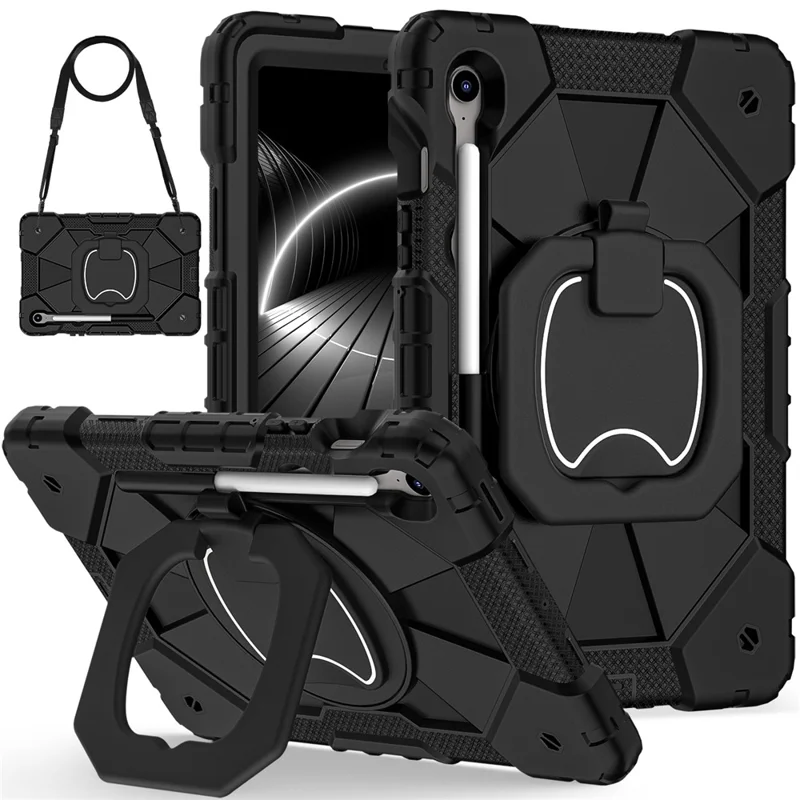 Funda para Samsung Galaxy Tab S10 FE / S9 FE / S9 de Silicona + PC con Soporte - Negro / Negro