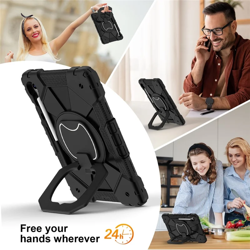 Funda para Samsung Galaxy Tab S10 FE / S9 FE / S9 de Silicona + PC con Soporte - Negro / Negro