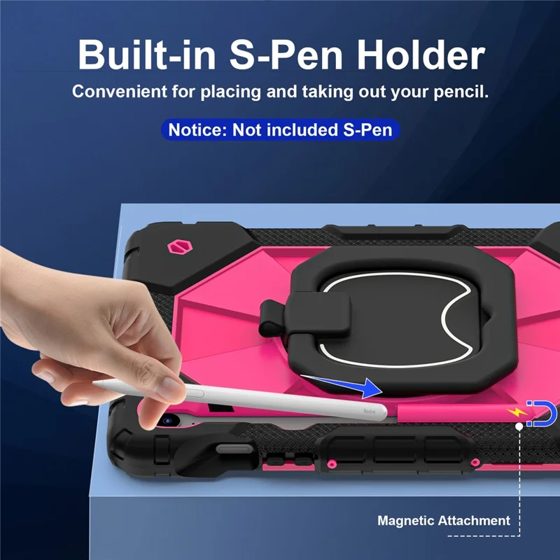 For Samsung Galaxy Tab S10 Lite / S10 FE / S9 FE / S9 Case Silicone + PC Kickstand Tablet Cover - Black / Rose