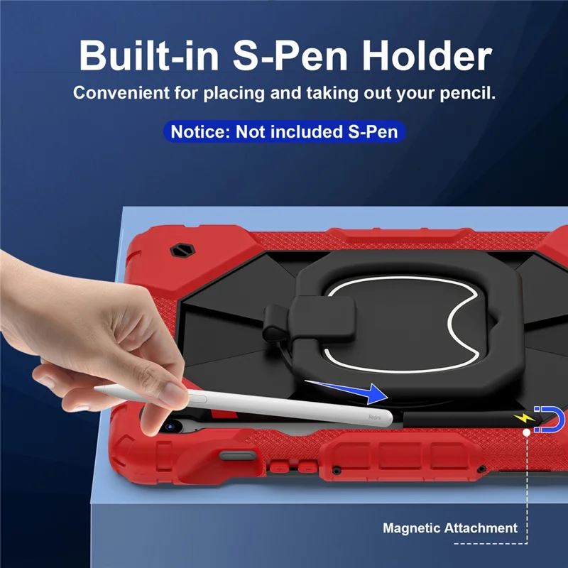 For Samsung Galaxy Tab S10 Lite / S10 FE / S9 FE / S9 Case Silicone + PC Kickstand Tablet Cover - Red / Black