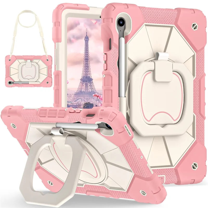 For Samsung Galaxy Tab S10 Lite / S10 FE / S9 FE / S9 Case Silicone + PC Kickstand Tablet Cover - Rose Gold