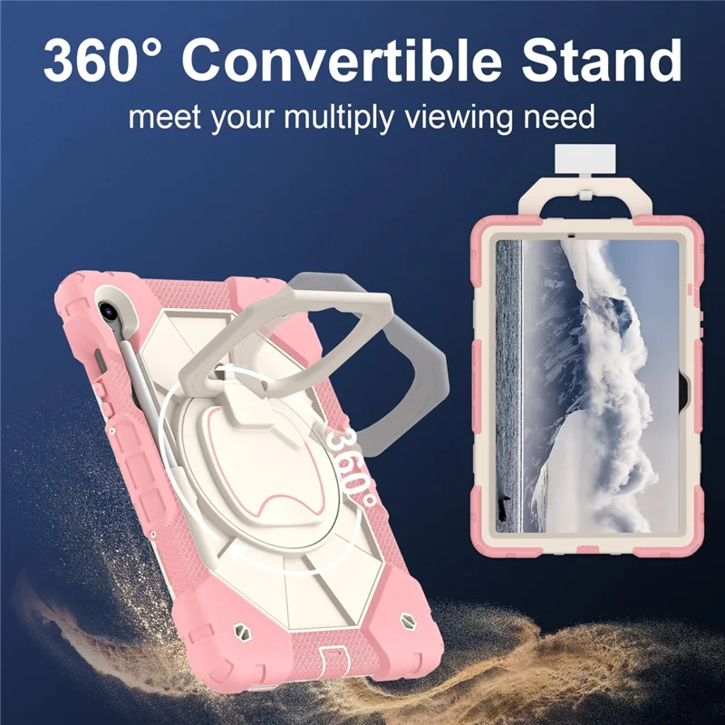 For Samsung Galaxy Tab S10 Lite / S10 FE / S9 FE / S9 Case Silicone + PC Kickstand Tablet Cover - Rose Gold