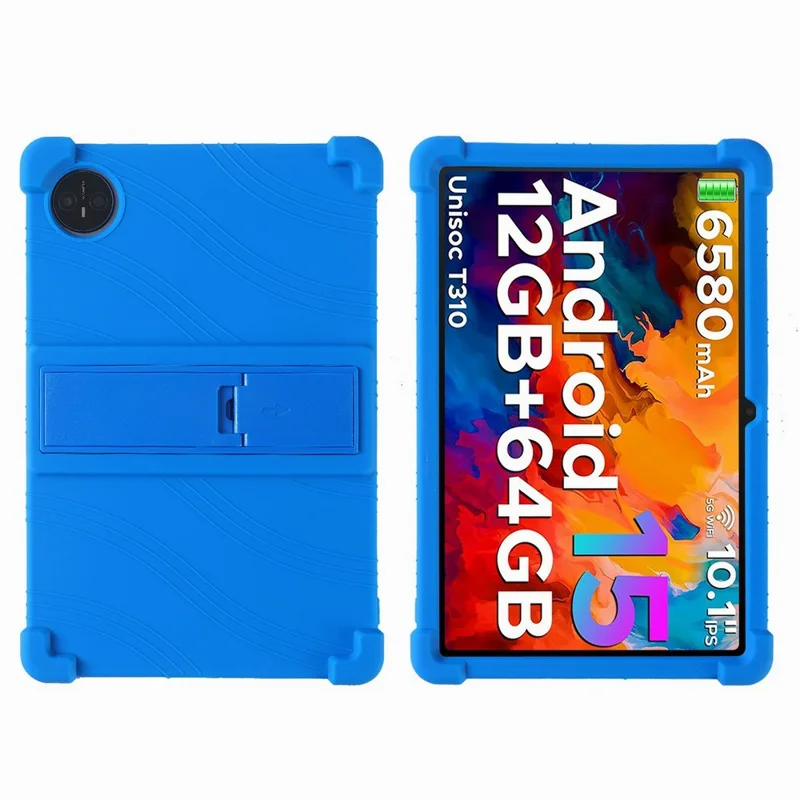 Funda de Silicona para Doogee Tab A9 Pro / A9 con Soporte Plegable - Cubierta Protectora Resistente - Azul Oscuro