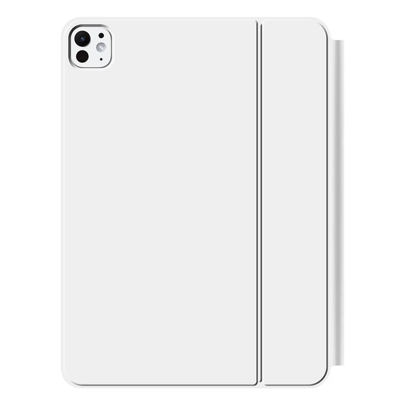 For iPad Pro 11 (2025) / (2024) Smart Pogo Pin Direct Connection Keyboard (Arabic Layout) + Leather Tablet Case - White