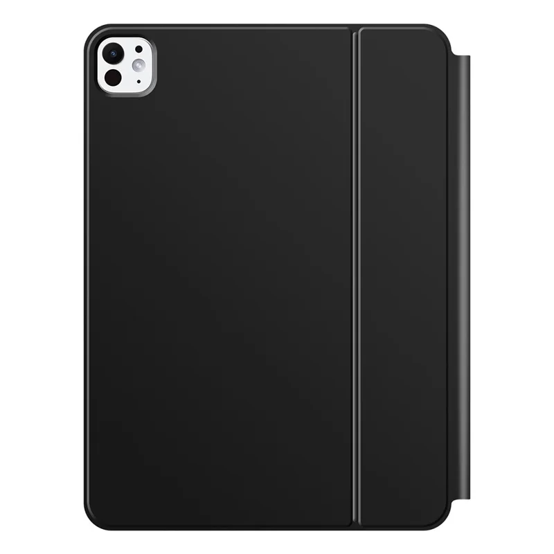 Für iPad Pro 13 (2024) Intelligente Pogo-Pin-Direktverbindungs-Tastatur + Ledertasche - Schwarz