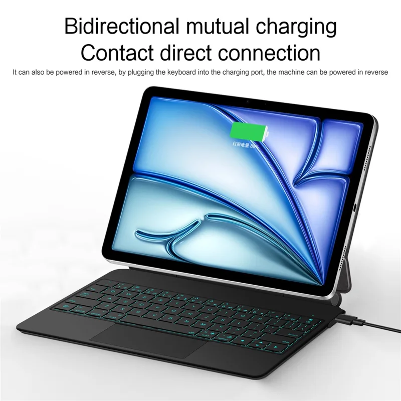 Magic Keyboard per iPad Air 11 (2024) / Air (2022) / (2020) / Pro 11 (2022) / (2021) / (2020) / (2018) Tastiera con connessione diretta Pogo Pin + Custodia in pelle - Nero