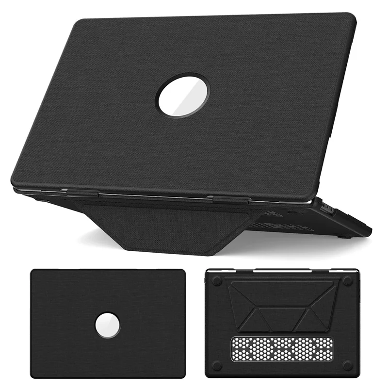 Kickstand Case for MacBook Air 15 inch (2025)  /  (2024)  /  (2023) (M2 A2941  /  M3 A3114  /  M4 A3241) Laptop Cover with Logo View - Black