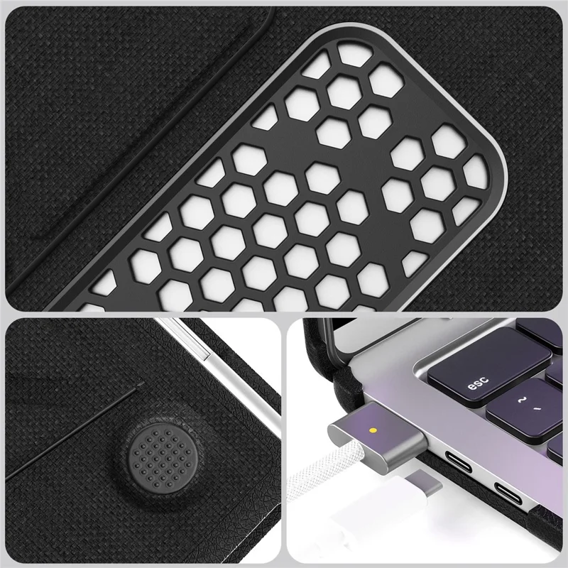 Kickstand Case for MacBook Air 15 inch (2025)  /  (2024)  /  (2023) (M2 A2941  /  M3 A3114  /  M4 A3241) Laptop Cover with Logo View - Black
