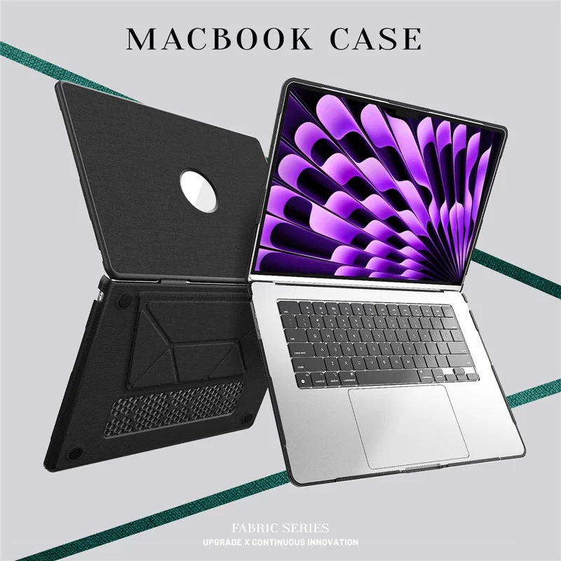 Kickstand Case for MacBook Air 15 inch (2025)  /  (2024)  /  (2023) (M2 A2941  /  M3 A3114  /  M4 A3241) Laptop Cover with Logo View - Black
